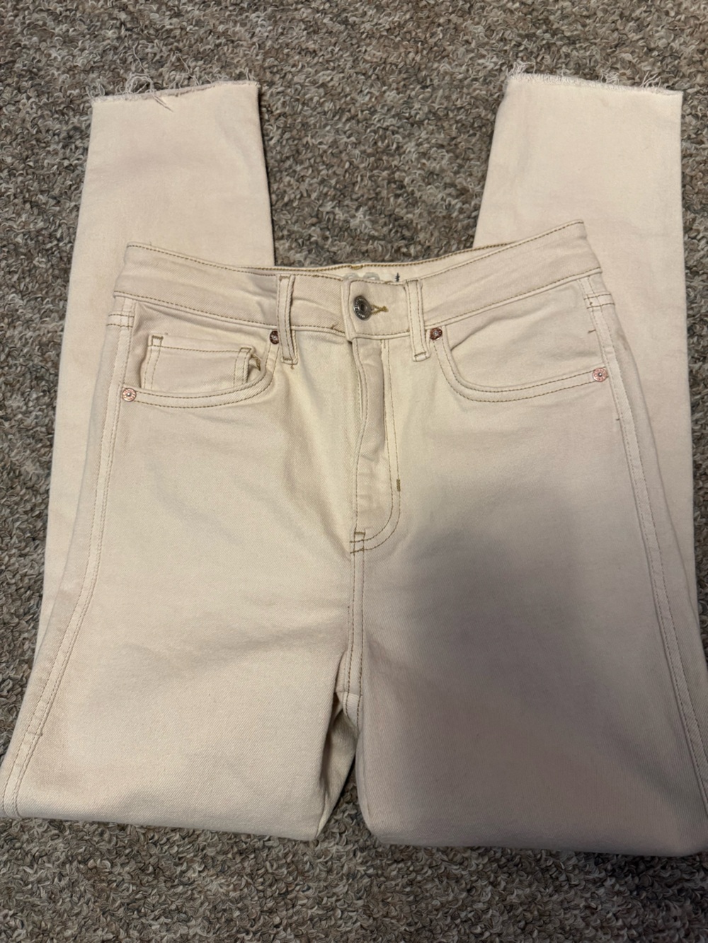 Free People We the Free Women’s Cream High-Rise Skinny Jeans